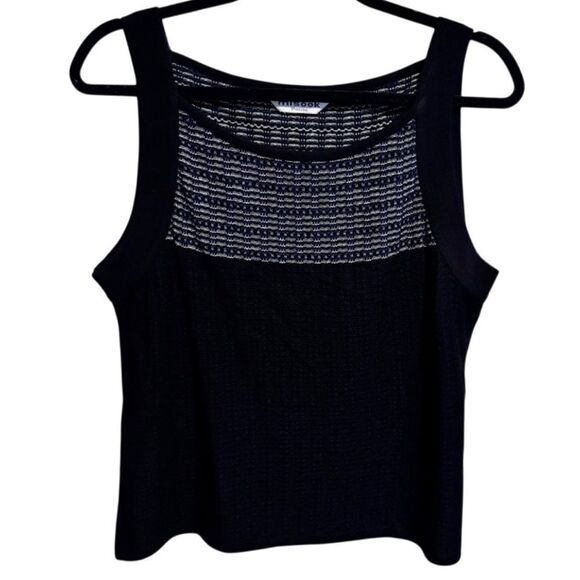 MISOOK- 2 Piece Matching Tank Sweater Set Black Blue Metallic, Size L Petite - Picture 8 of 14